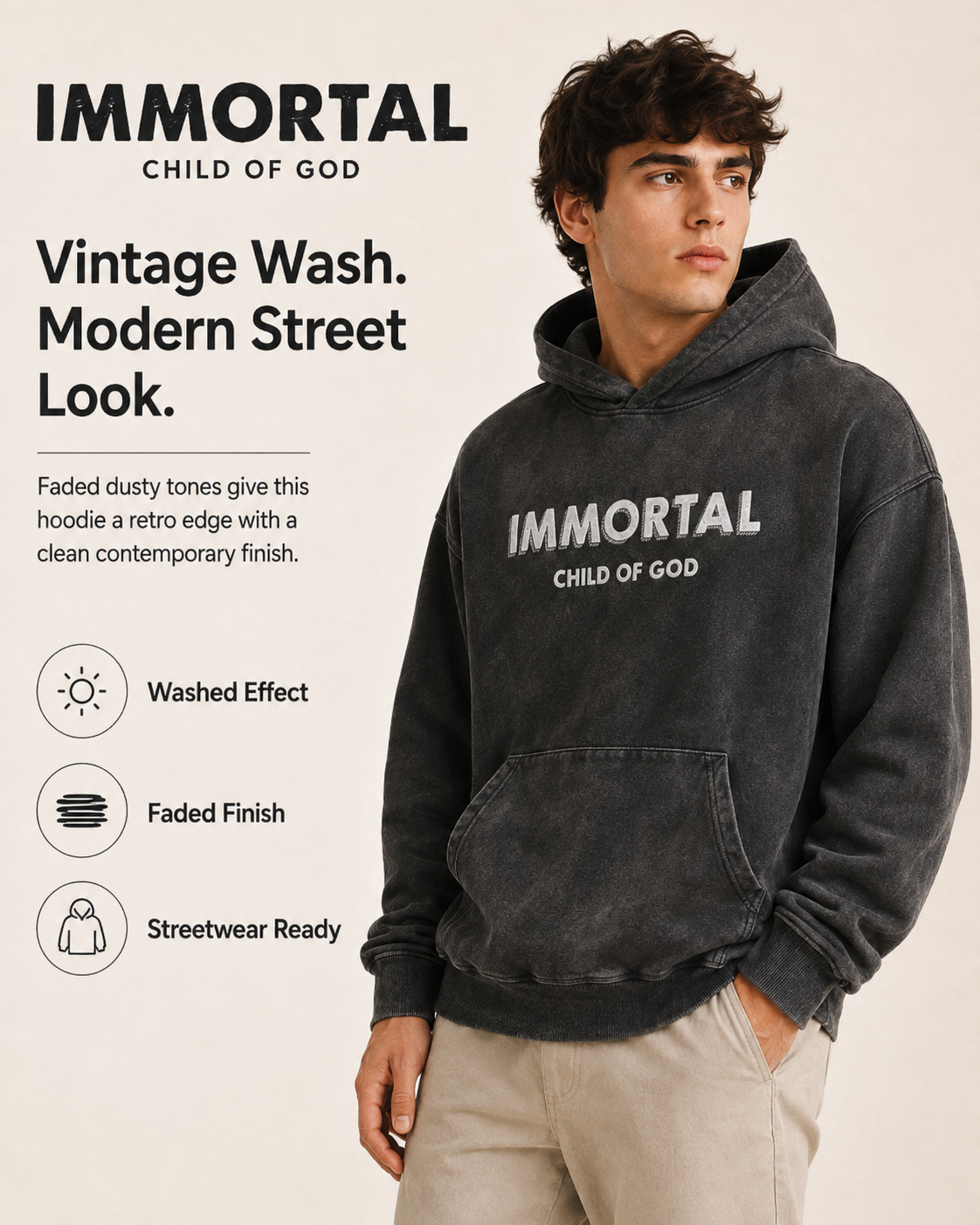IMMORTAL™ Vintage Washed Hoodie