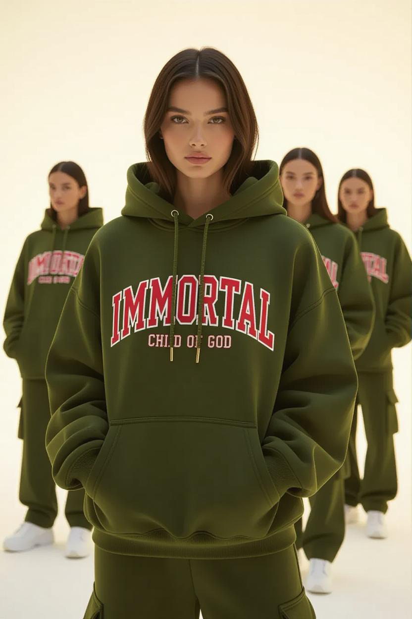 IMMORTAL Oversized Hoodie (Olive Green)